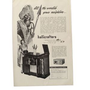 Vintage 1947 Hallicrafters All The Worlds Your Neighbor Ad Advertisement